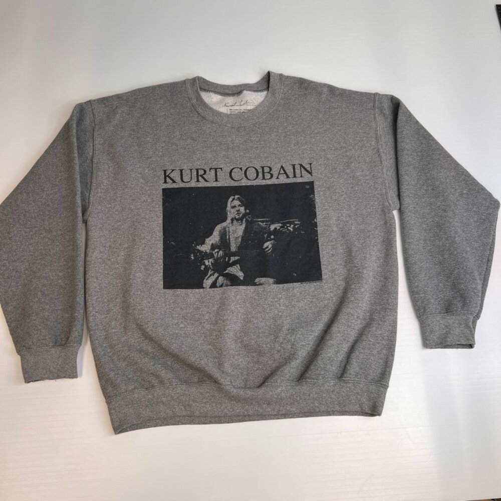 Kurt Cobain Sweatshirt Men Large Graphic Print Spell Out Retro Gym Hip Hype Core